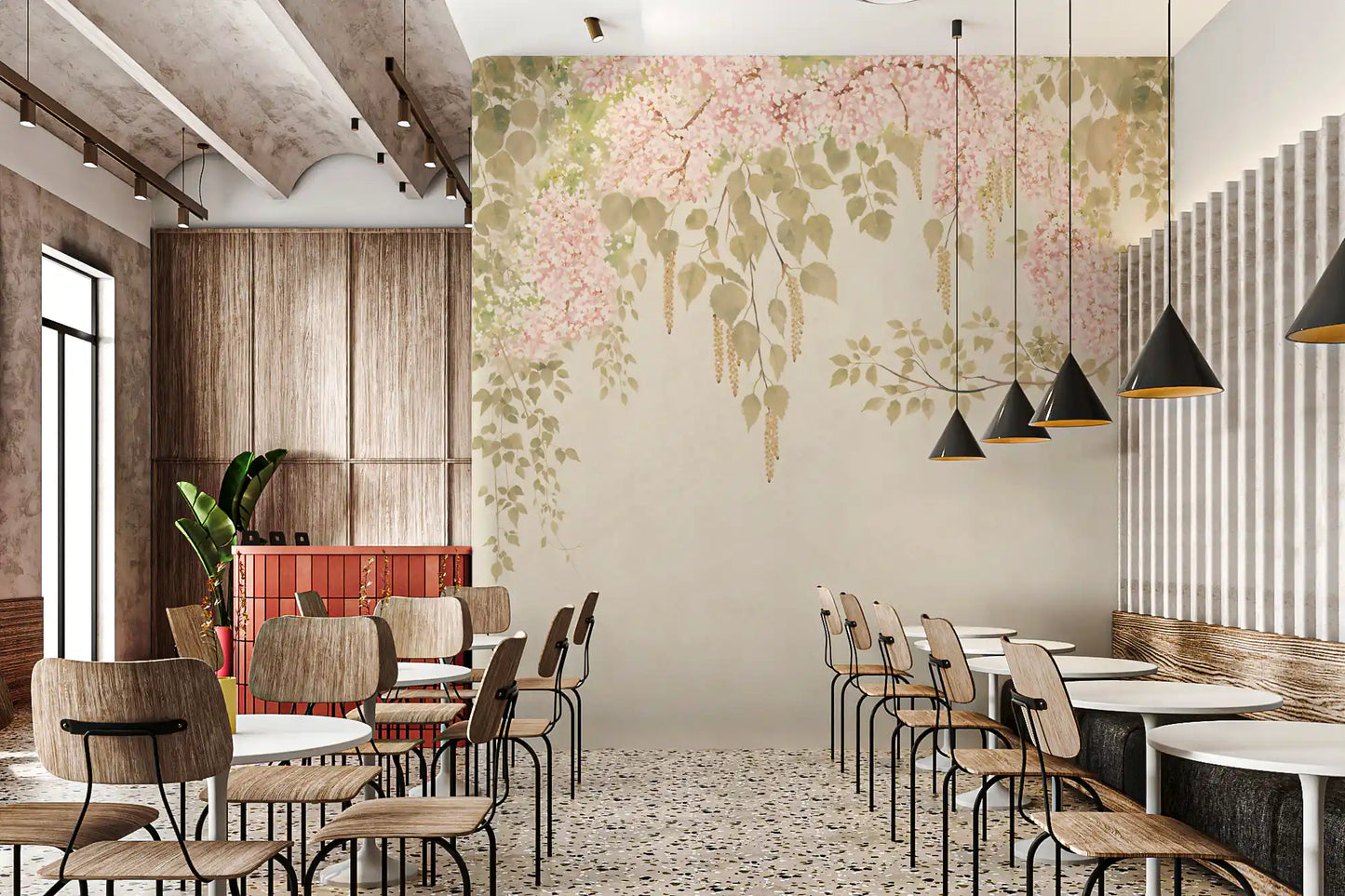 Soft Pink Wisteria Canopy Wall Mural