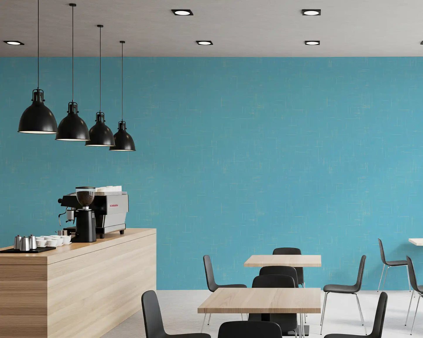 Blue Linen Texture Wallpaper Mid Century Modern Wallpaper⁠