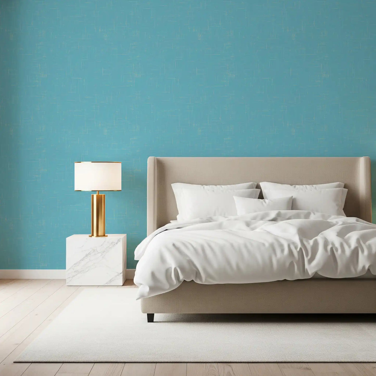 Blue Linen Texture Wallpaper Mid Century Modern Wallpaper⁠