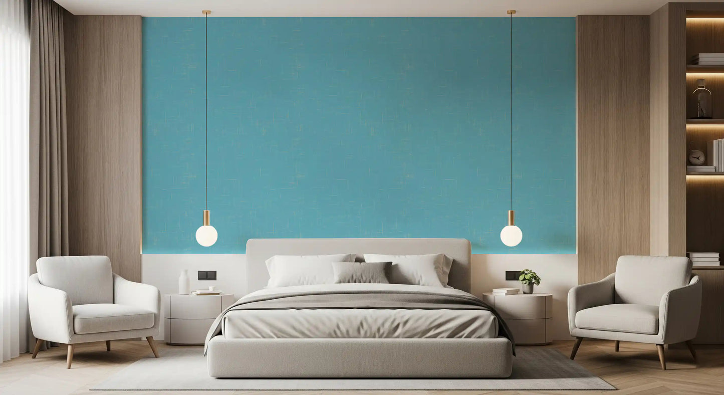 Blue Linen Texture Wallpaper Mid Century Modern Wallpaper⁠