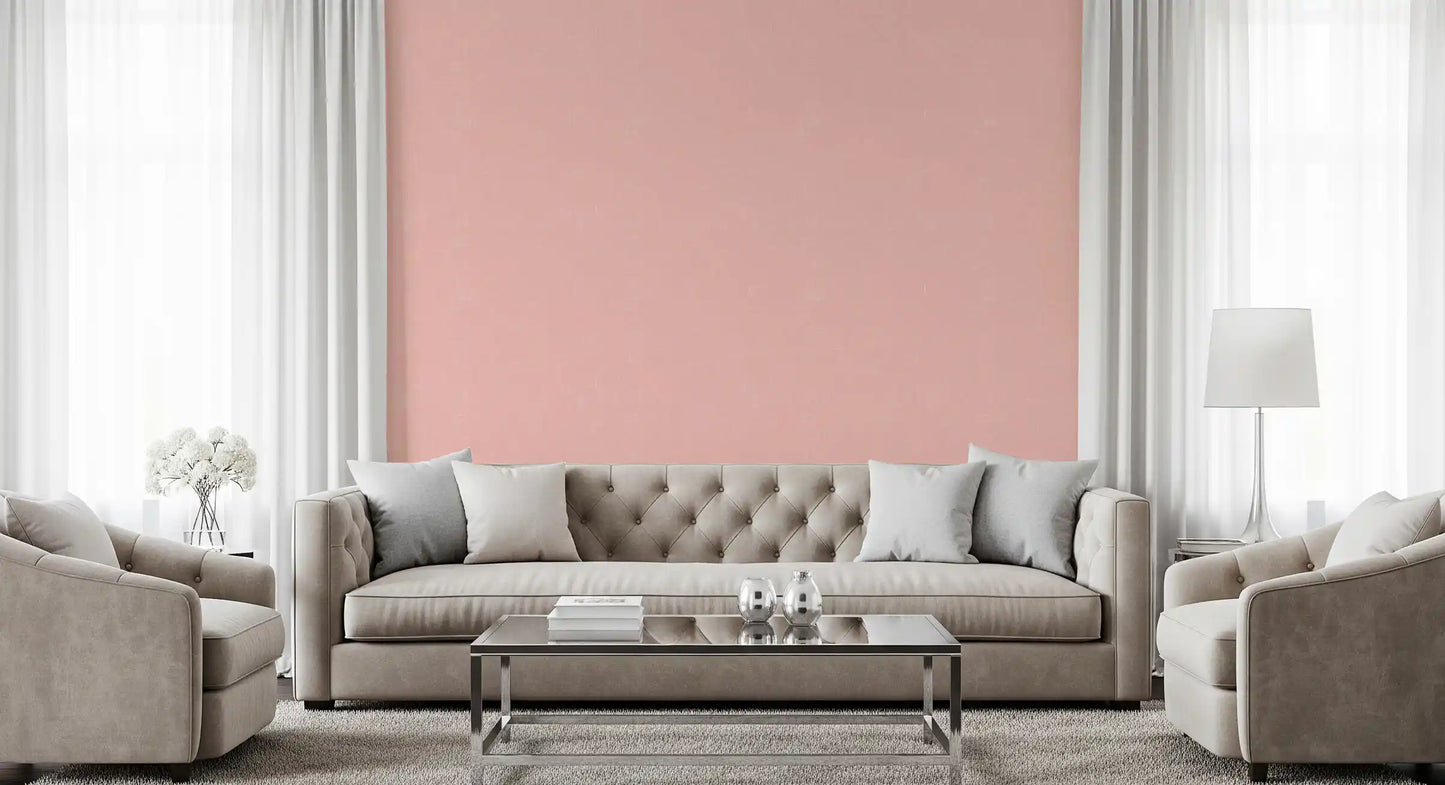 Soft blush textured wallpaper in a Scandinavian style living room
