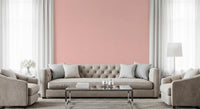 Soft blush textured wallpaper in a Scandinavian style living room
