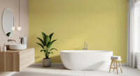 Bathroom wallpaper showing yellow texture with fine woven surface marks