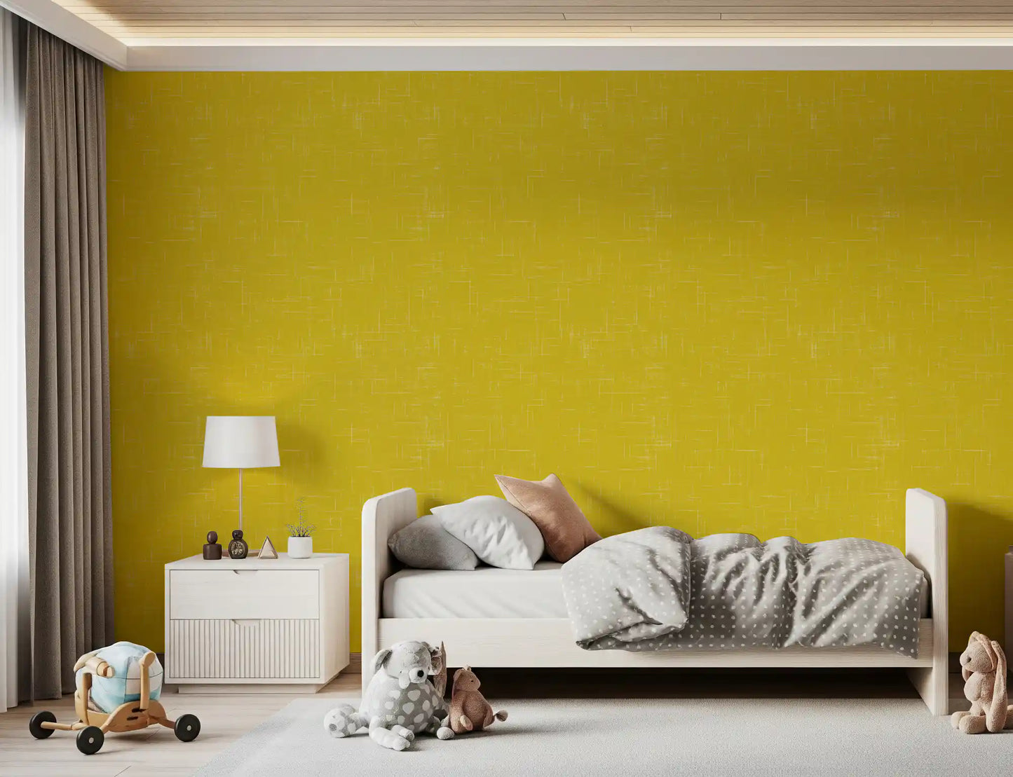 Mustard Linen Texture Wallpaper Mid Century Modern Wallpaper⁠