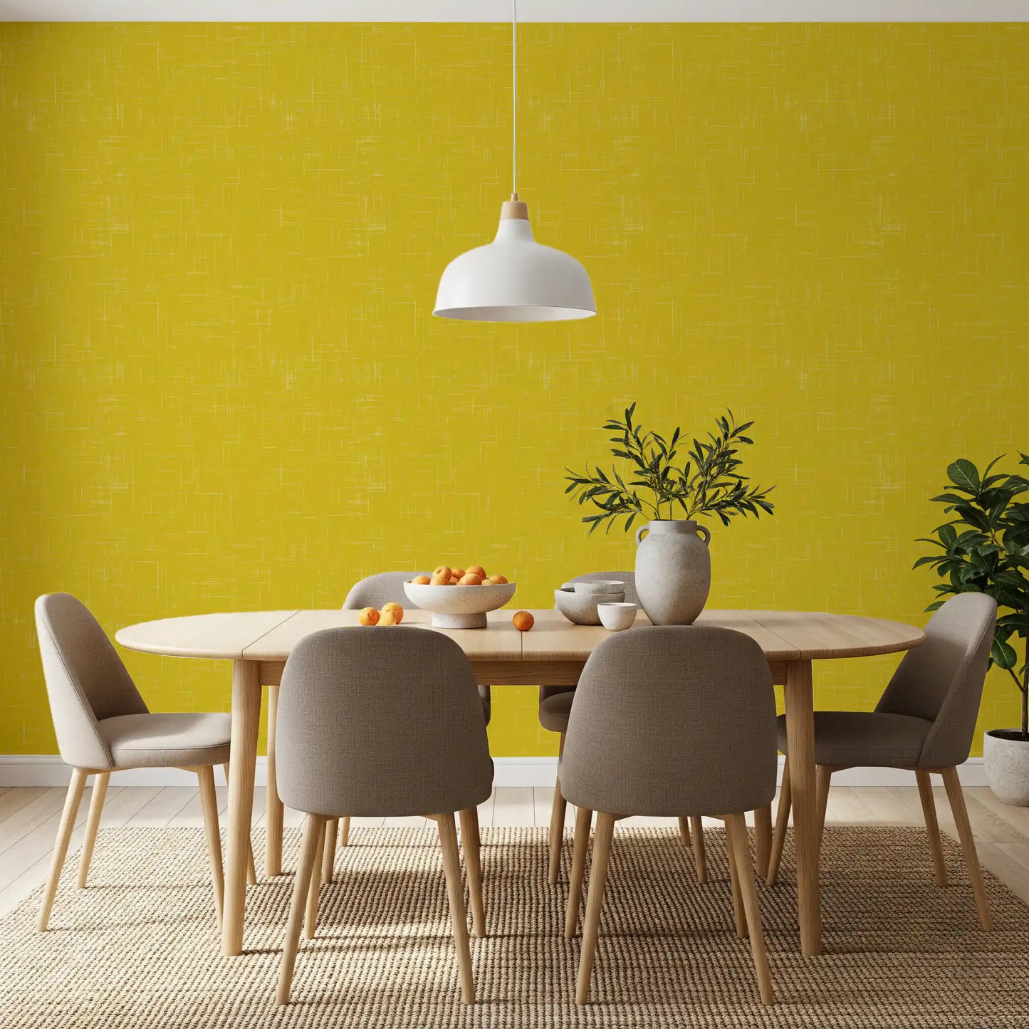 Mustard Linen Texture Wallpaper Mid Century Modern Wallpaper⁠