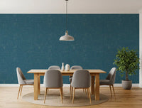 Modern Linen Wallpaper in teal with balanced texture and depth