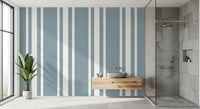 Farmhouse Pattern Wallpaper showing blue grey bands and tidy lines