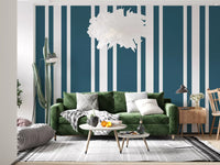 Deep Blue Wallpaper with crisp white breaks and coastal stripe appeal
