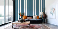 home with Blue Stripe Coastal Wallpaper and bright white bands