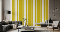 Mustard Stripe Wallpaper with bold yellow bands and white line balance