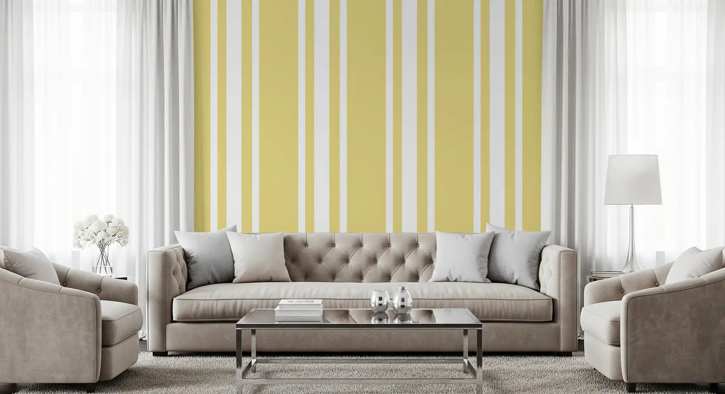 Clean stripe wallpaper carrying soft yellow colour and simple vertical order
