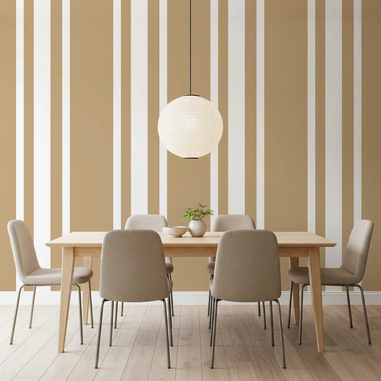 Taupe Ticking Stripe Wallpaper Neutral Farmhouse Wallpaper⁠