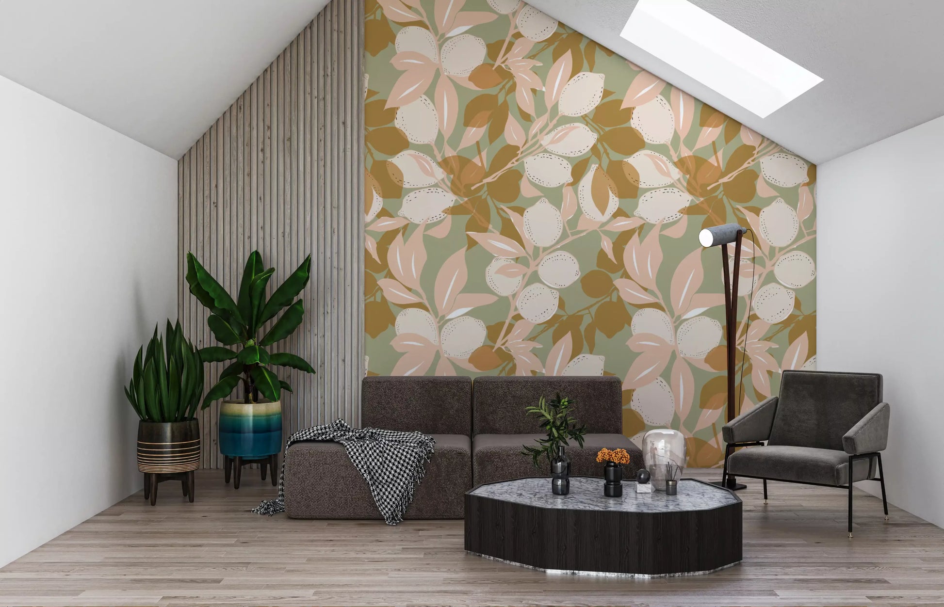 Pantry wallpaper featuring Mediterranean Kitchen style with leafy citrus