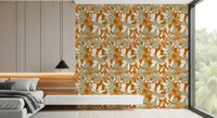 Botanical lemon wallpaper carrying sage fruit and warm terracotta colour