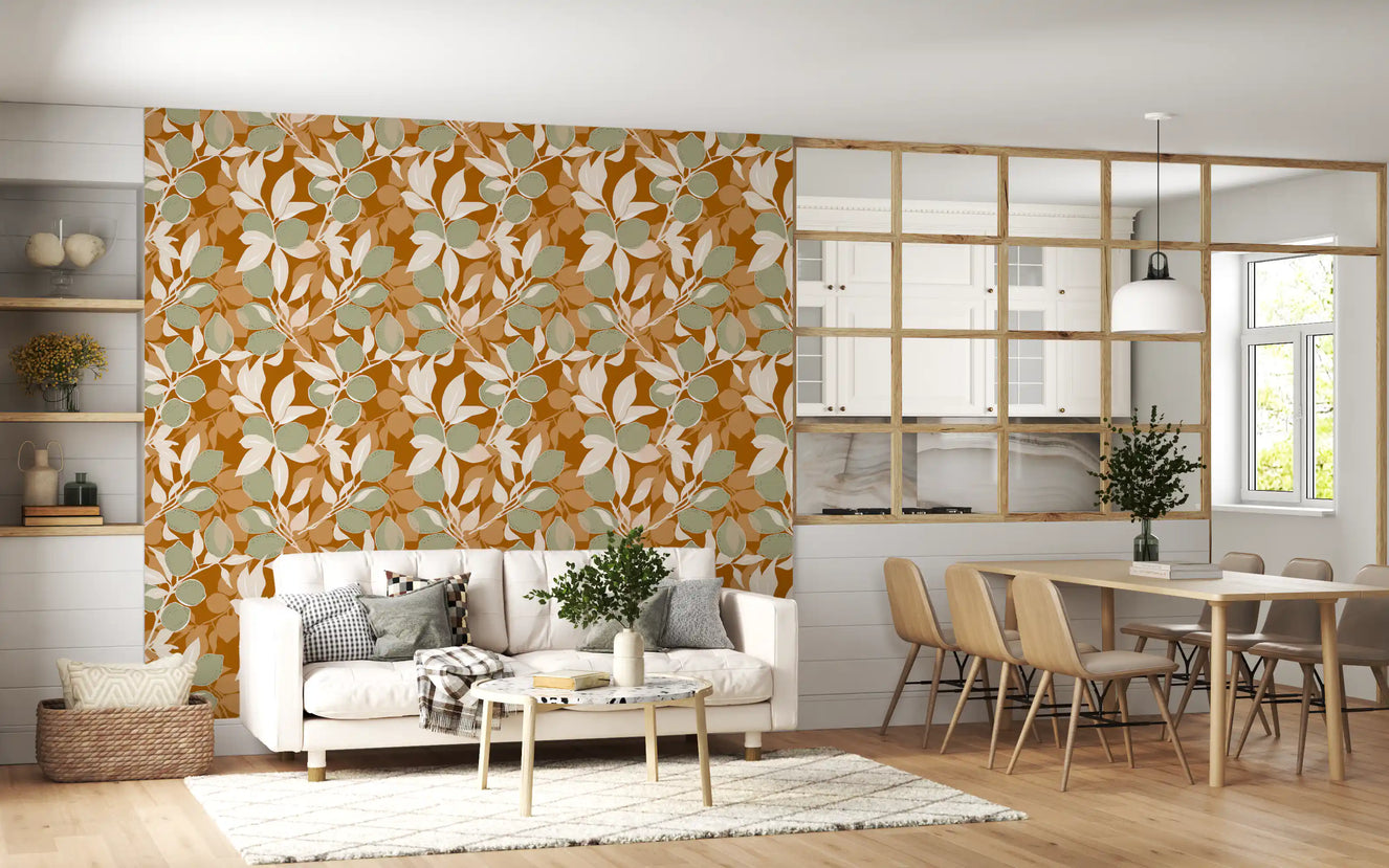Sage Terracotta Lemon Wallpaper Mediterranean Kitchen Wallpaper⁠