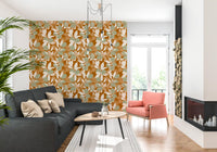 Home wallpaper using Sage Terracotta tones with citrus branch movement