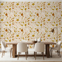 Earthy chip wallpaper with Mediterranean pattern and soft neutral tones