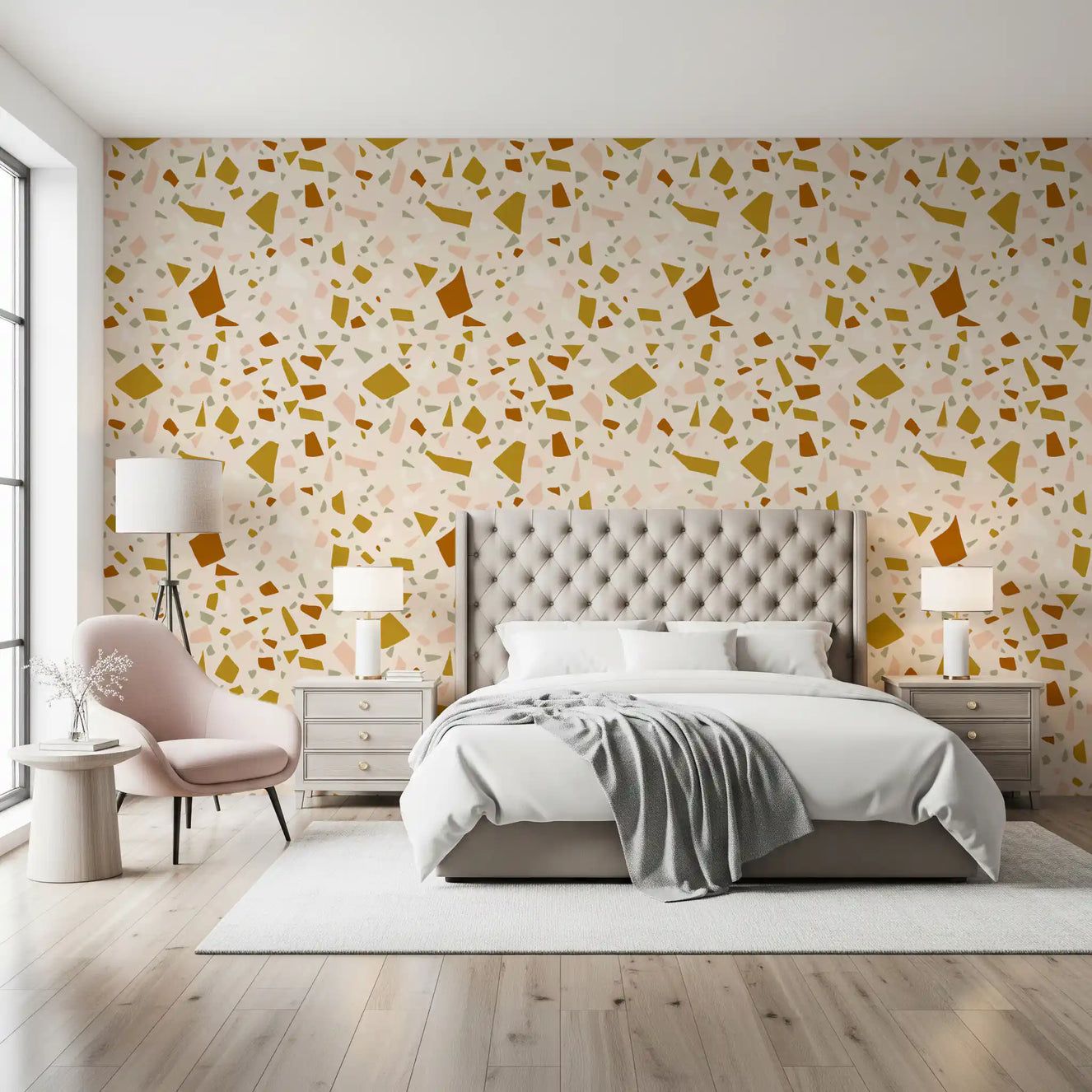 Sage Terrazzo Wallpaper Mediterranean Neutral Wallpaper⁠