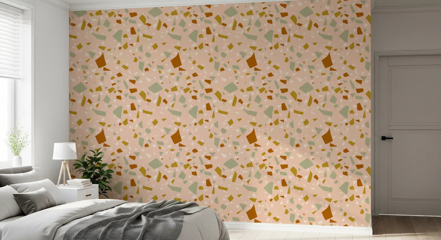 Peach Sage Terrazzo Wallpaper Mediterranean Wallpaper⁠
