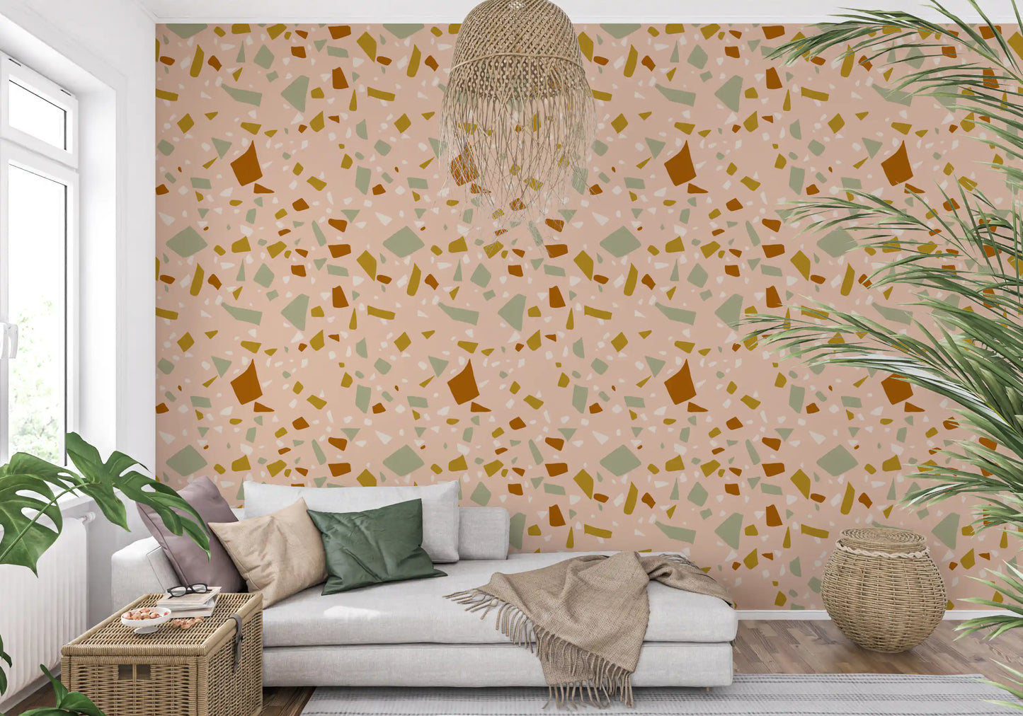 Peach Sage Terrazzo Wallpaper Mediterranean Wallpaper⁠