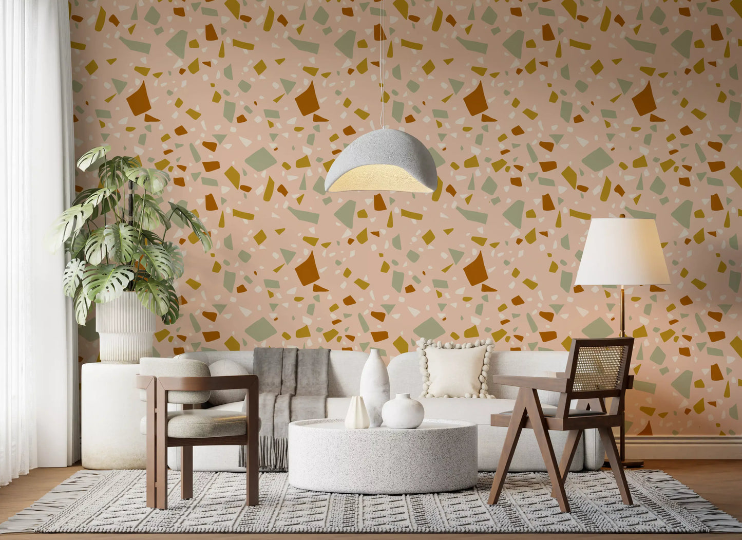 Peach Sage Terrazzo Wallpaper Mediterranean Wallpaper⁠