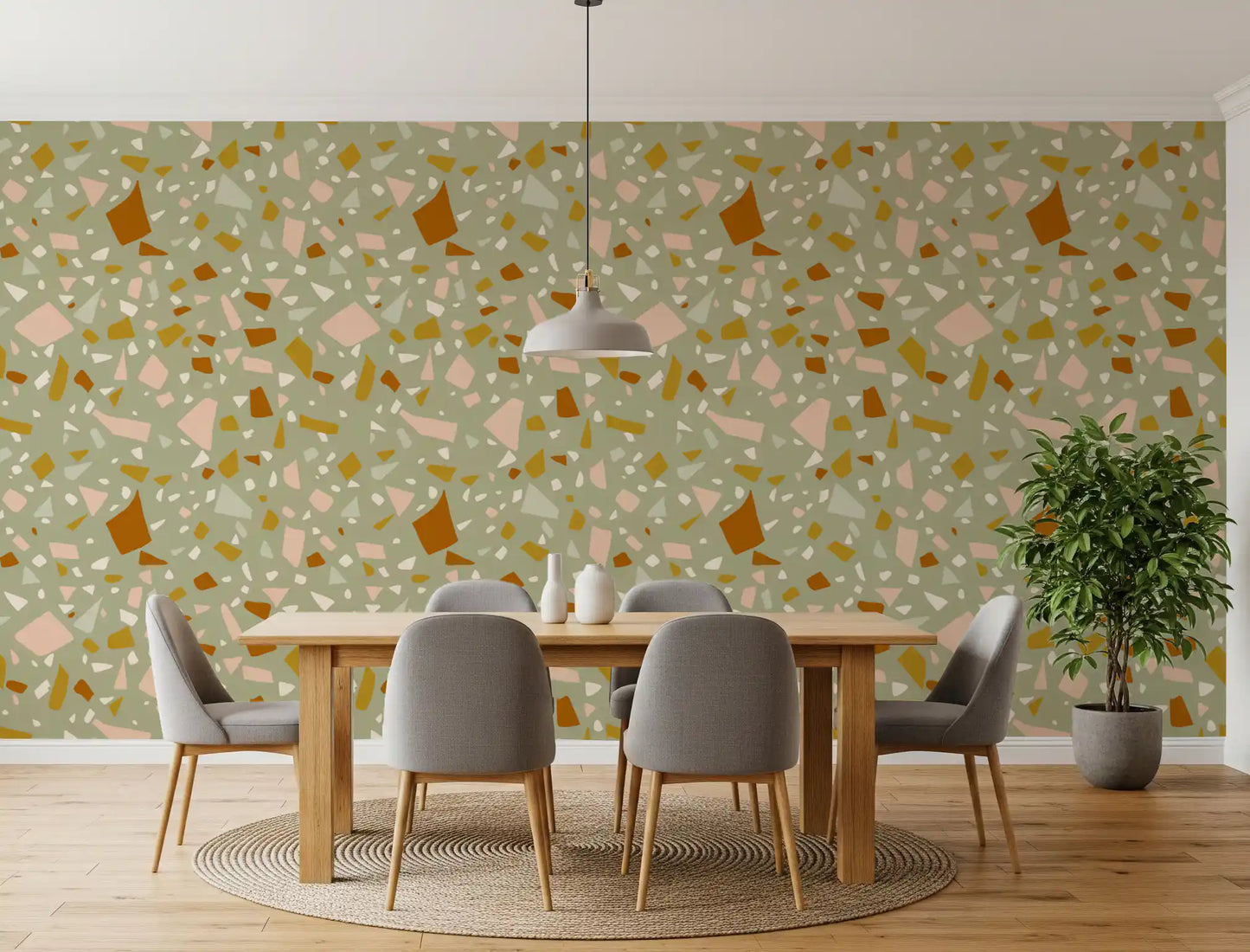 Sage Peach Terrazzo Wallpaper Mediterranean Wallpaper⁠
