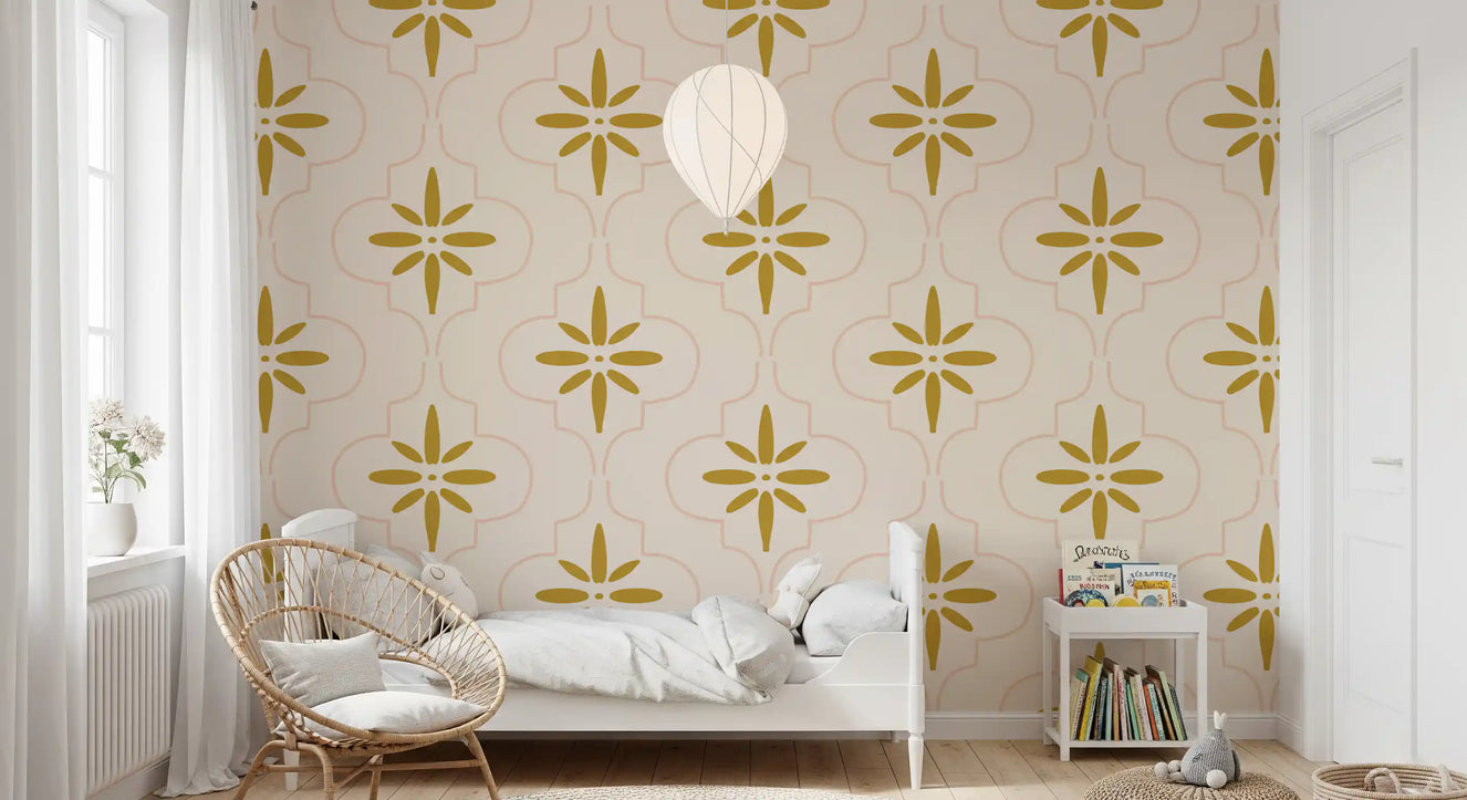 Gold Sand Tile Wallpaper Mediterranean Geometric Wallpaper⁠