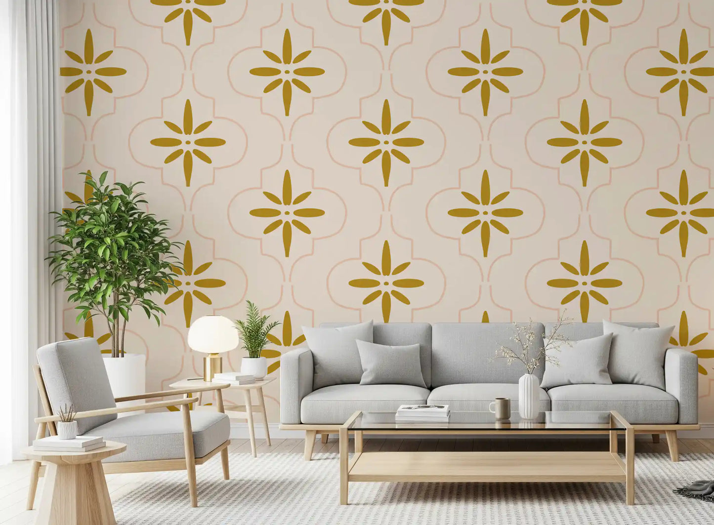 Gold Sand Tile Wallpaper Mediterranean Geometric Wallpaper⁠