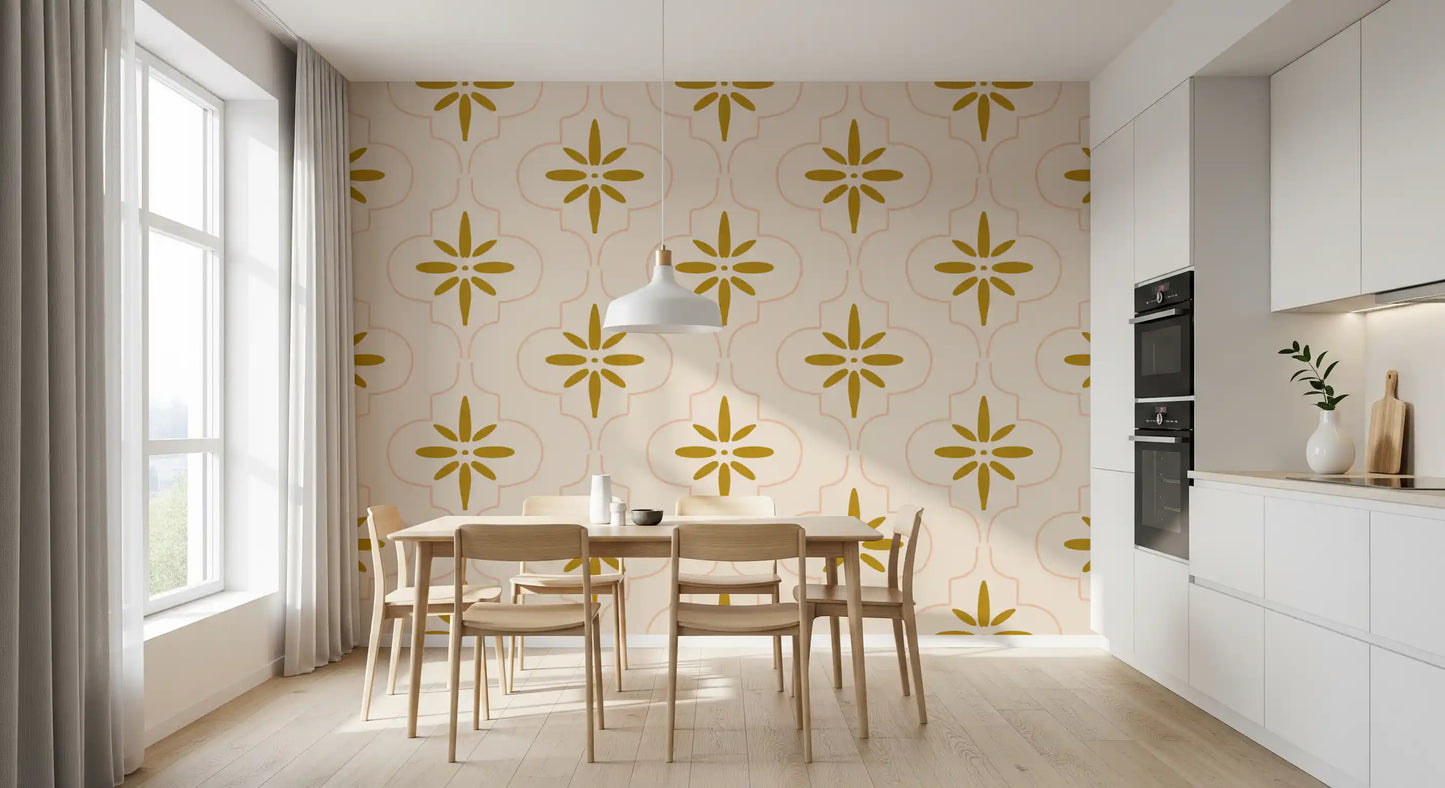Gold Sand Tile Wallpaper Mediterranean Geometric Wallpaper⁠