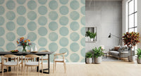 Oversized round forms define this modern wallpaper with calm contrast