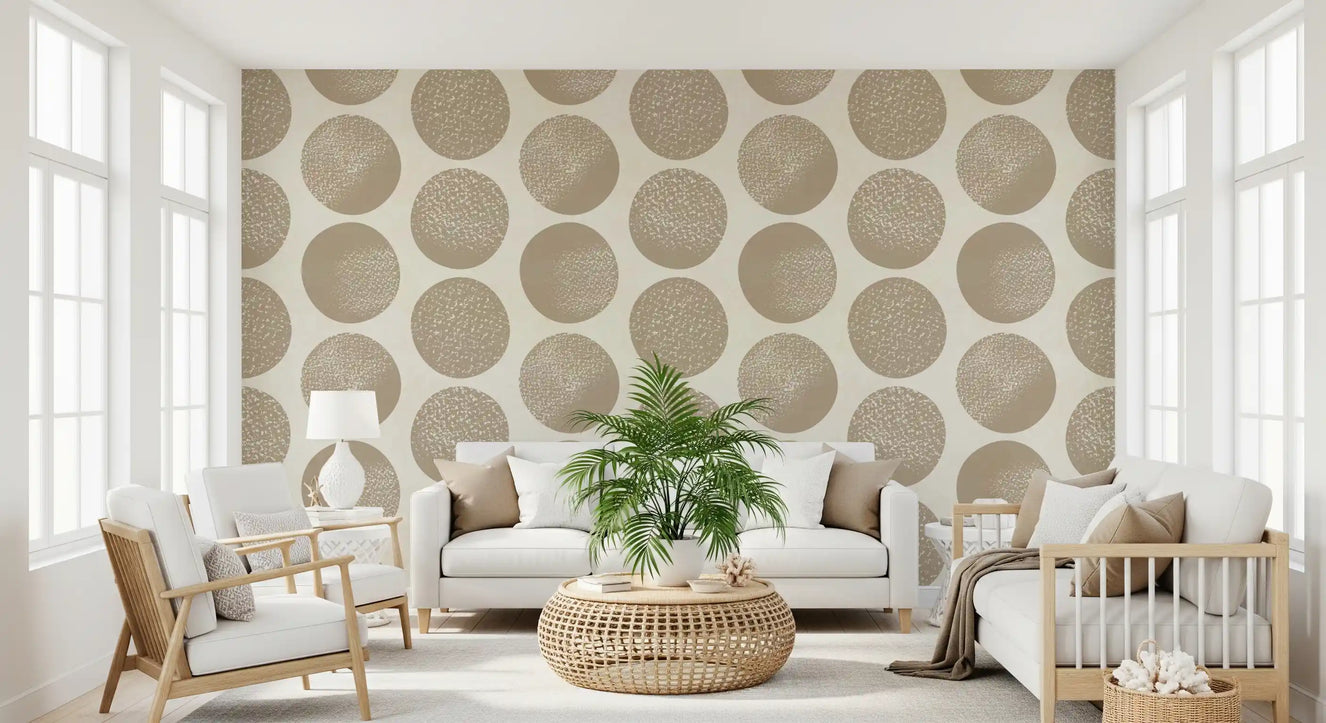 Organic Polka Dots Stippled Modern Warm Beige on Cream  Wallpaper⁠