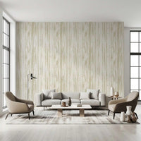 Living room with Ivory Cream Grain Wallpaper and soft vertical markings