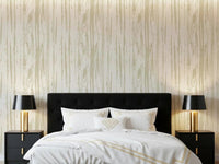 Bedroom using cream surface wallpaper with pale grain-style texture