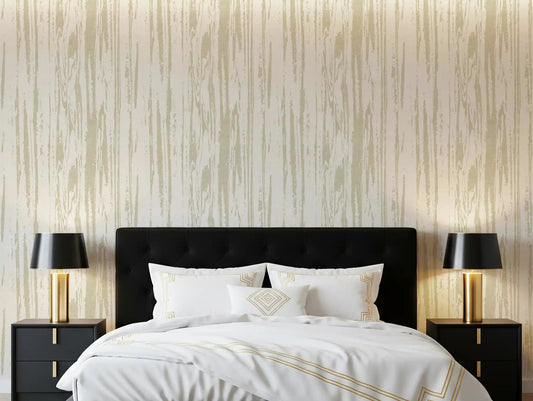 Bedroom using cream surface wallpaper with pale grain-style texture