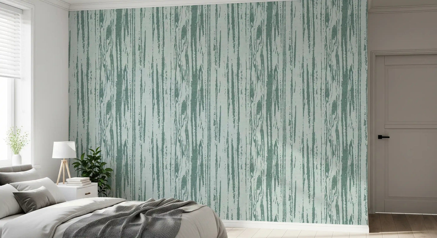 Modern Abstract Woodgrain Organic Lines Muted Blue Wallpaper⁠