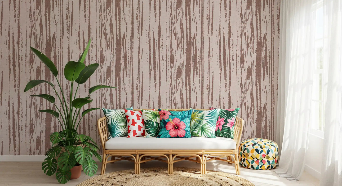 Modern Abstract Woodgrain Organic Lines Dusty Rose Wallpaper⁠