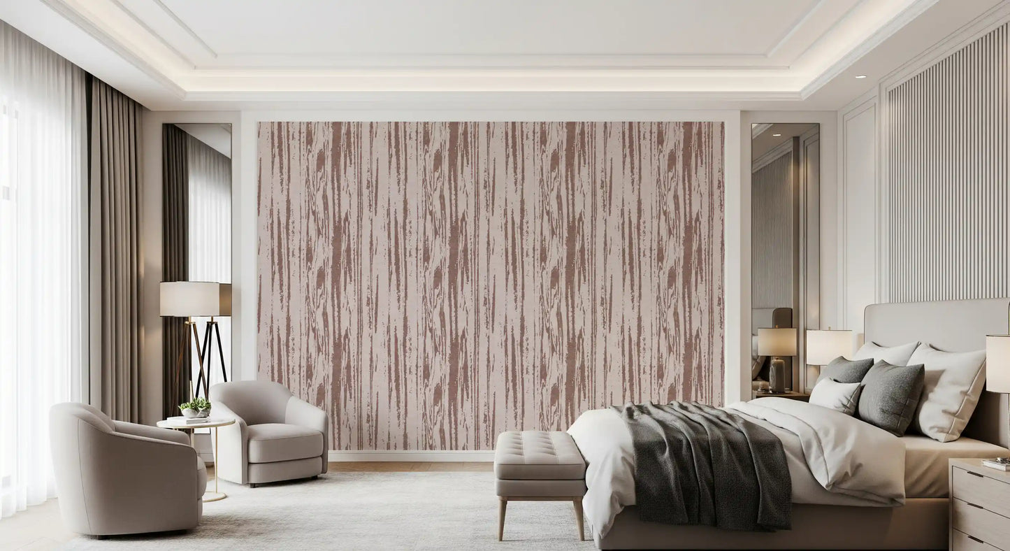 Modern Abstract Woodgrain Organic Lines Dusty Rose Wallpaper⁠