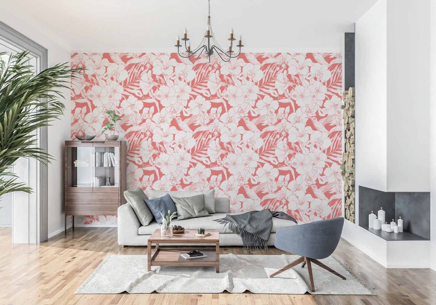 Tropical Florals and Hummingbird - Summer Botanical Garden 5 Wallpaper⁠