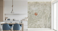 Red Moon wall mural featuring Serene Japanese foliage and airy layering