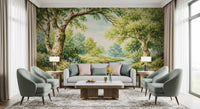 Enchanted Woodland Stream Wall Mural with clear creek and bright foliage
