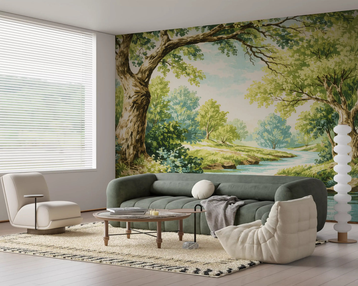 Hallway featuring Enchanted Creek Wall Mural with mossy bank detail