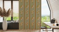 Mediterranean Style Wallpaper showing sage panels and fruit branch detail