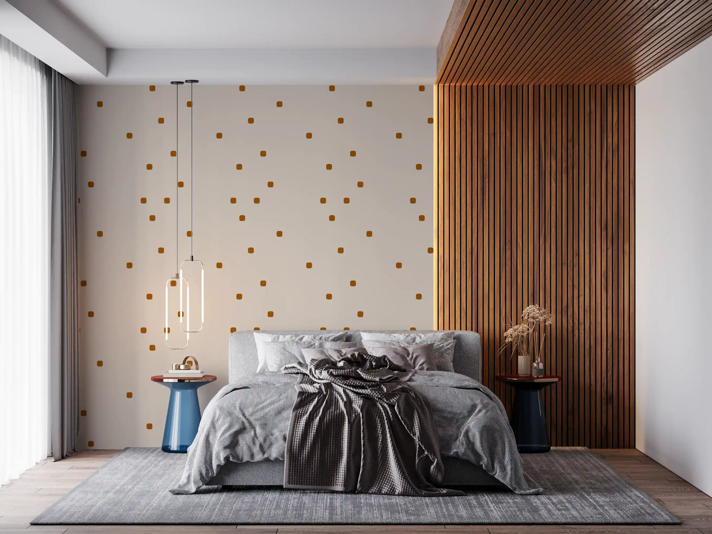 Beige Blush Polka Dot Wallpaper Soft Retro Wallpaper⁠