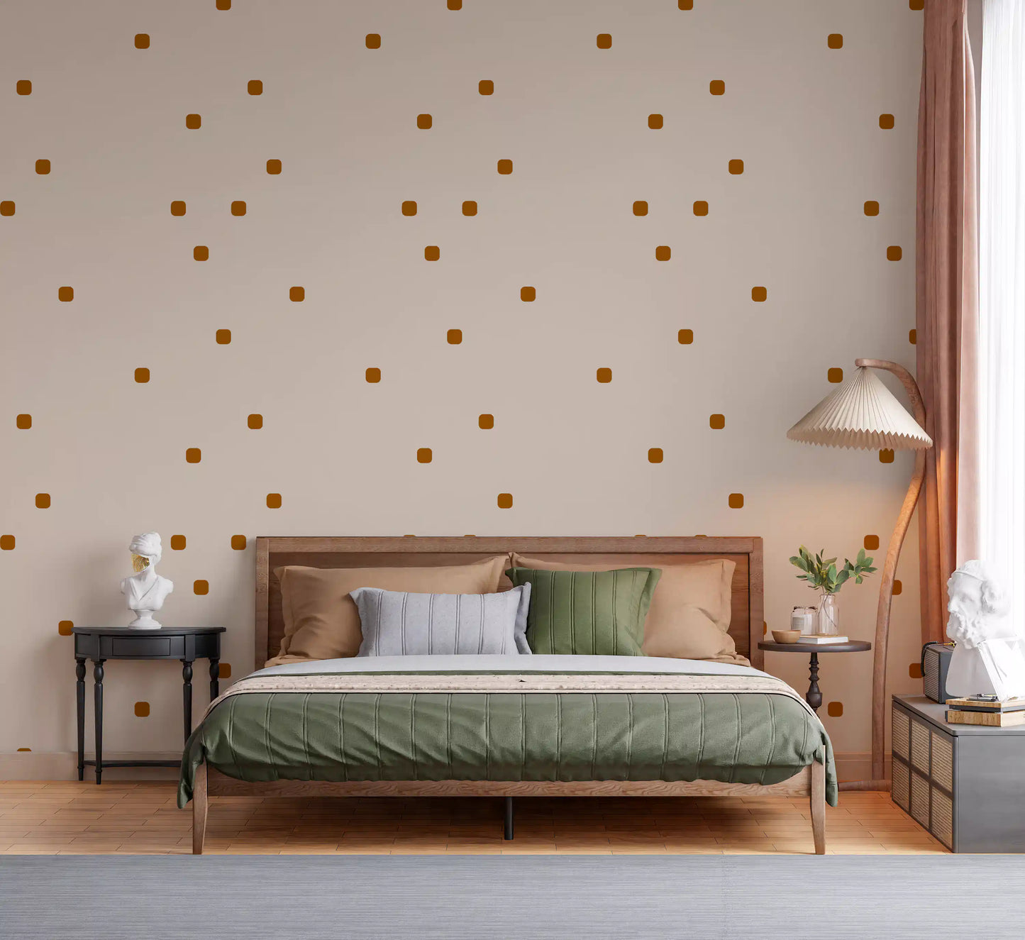 Beige Blush Polka Dot Wallpaper Soft Retro Wallpaper⁠