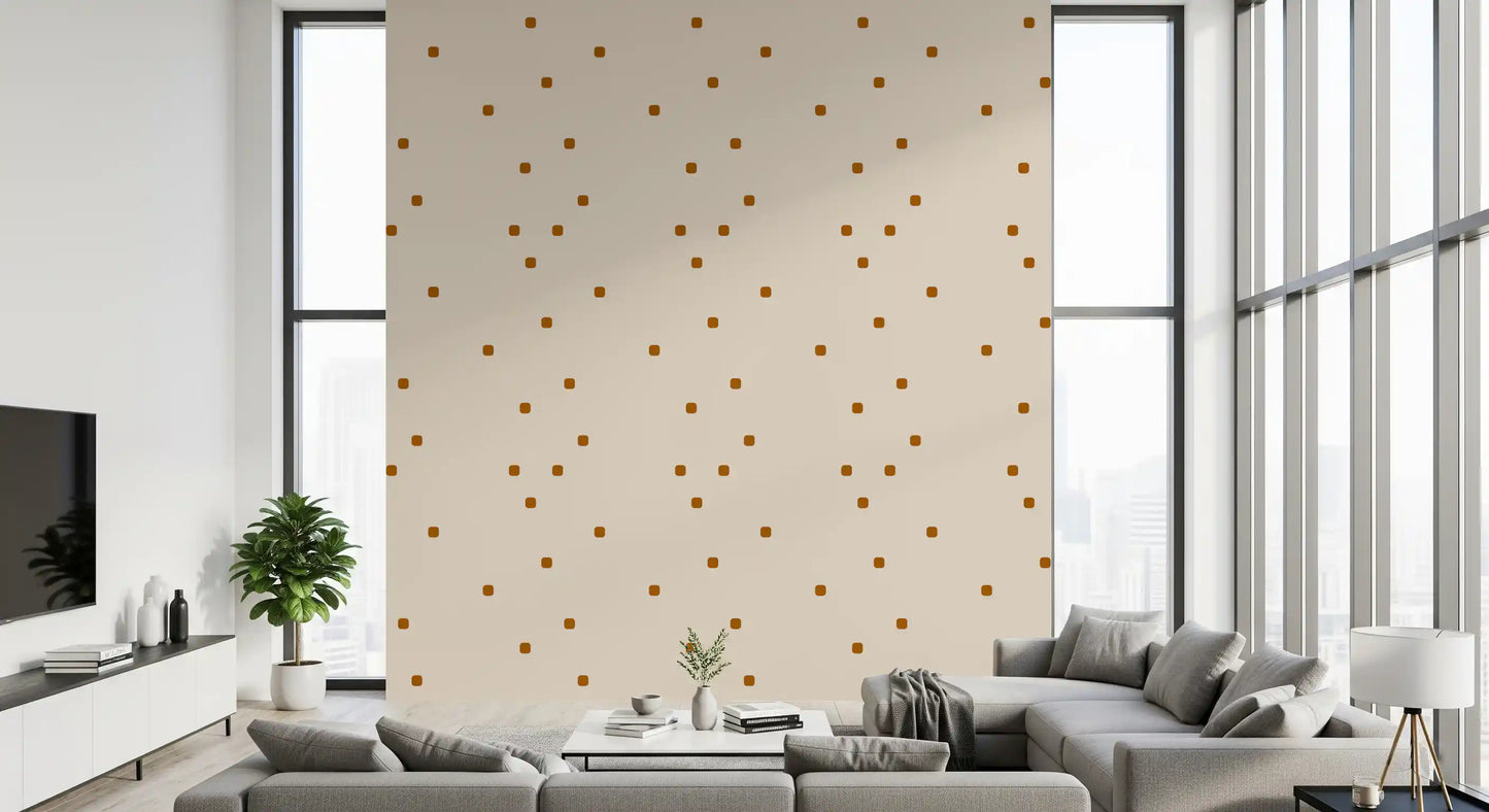 Beige Blush Polka Dot Wallpaper Soft Retro Wallpaper⁠