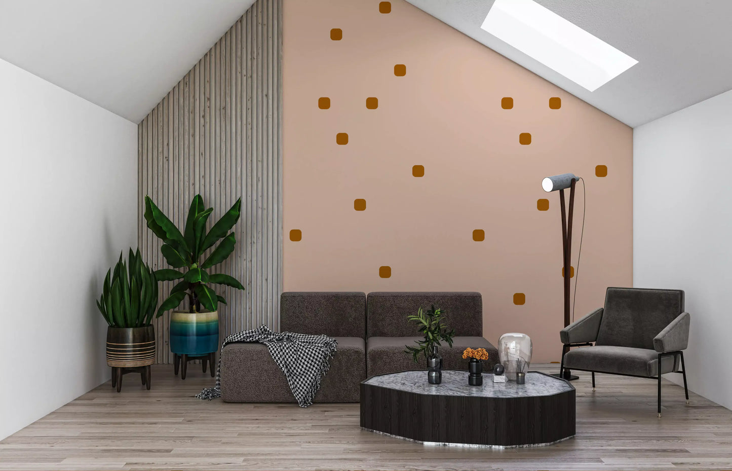 Blush Beige Polka Dot Wallpaper Retro Minimal Wallpaper⁠
