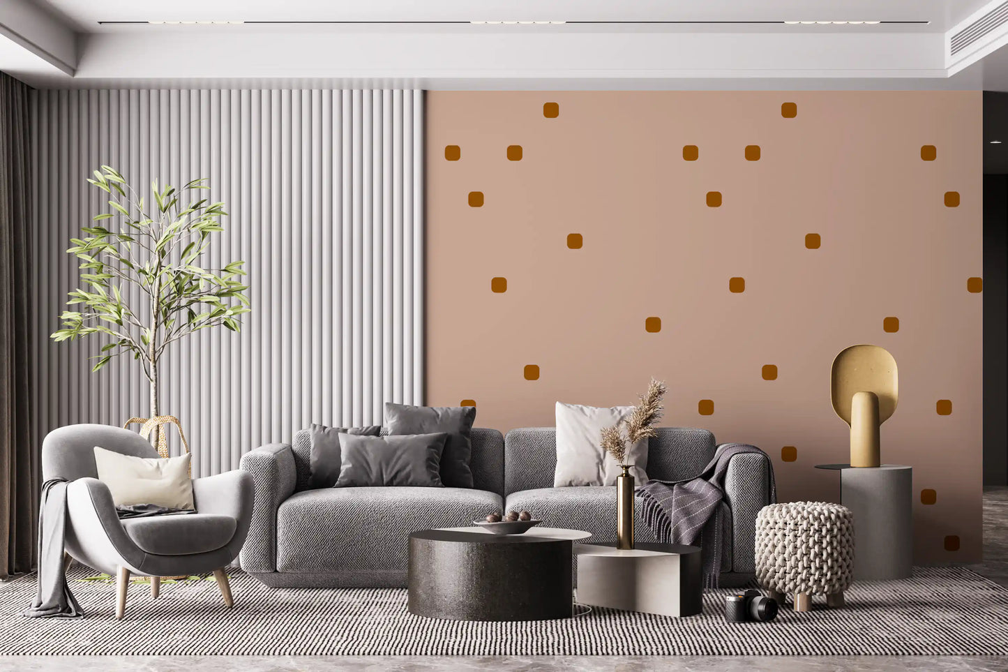 Blush Beige Polka Dot Wallpaper Retro Minimal Wallpaper⁠