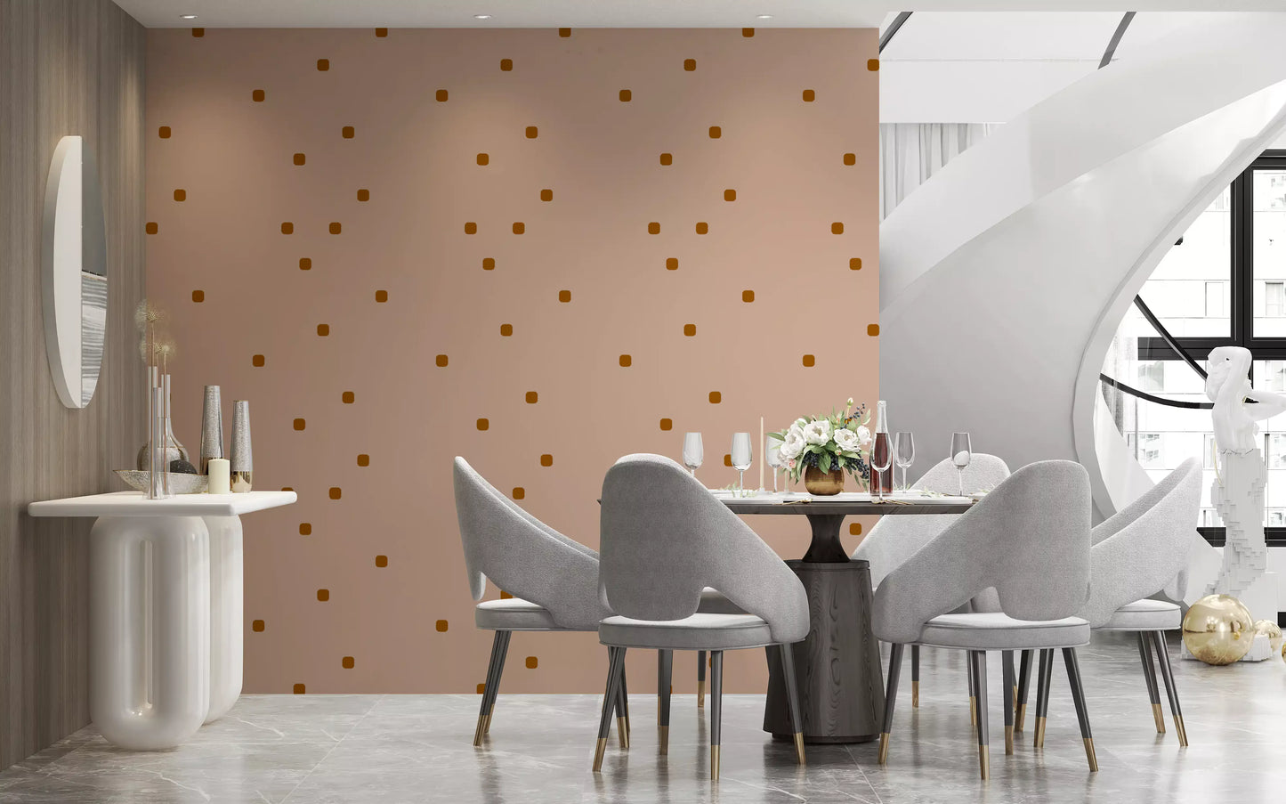Blush Beige Polka Dot Wallpaper Retro Minimal Wallpaper⁠
