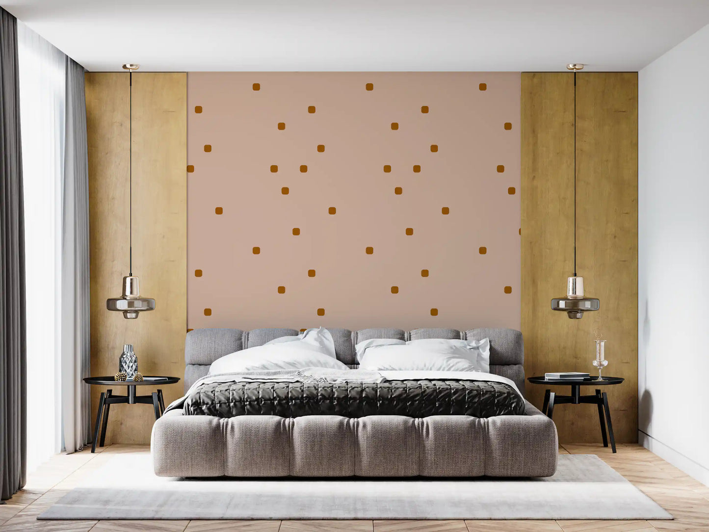 Blush Beige Polka Dot Wallpaper Retro Minimal Wallpaper⁠