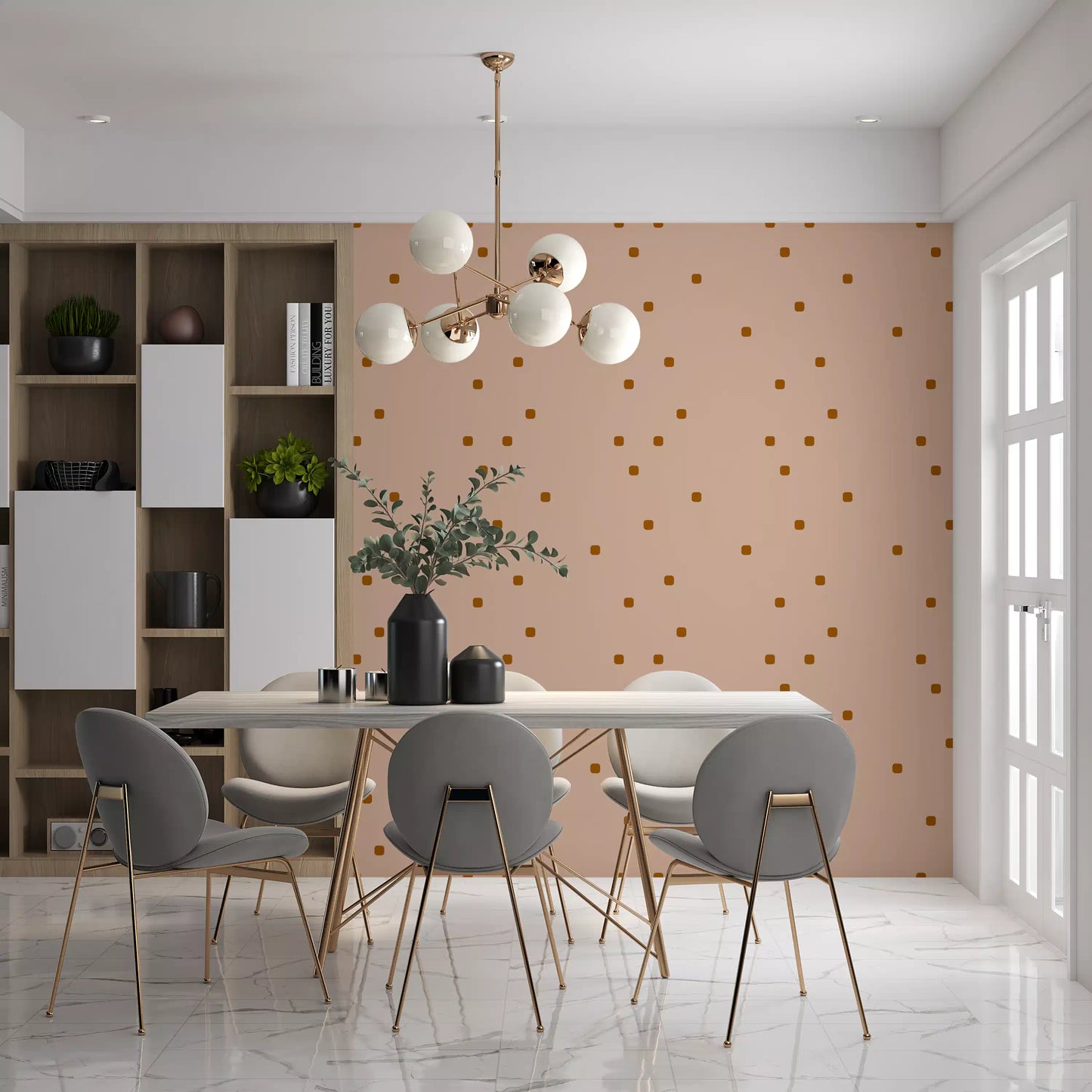 Blush Beige Polka Dot Wallpaper Retro Minimal Wallpaper⁠